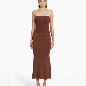 Amanda Uprichard Strapless Brown Knit Set
